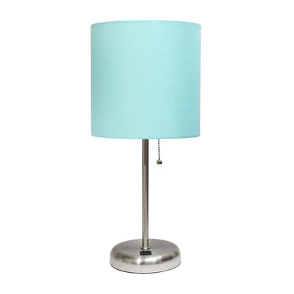 Lampe de table Limelights avec port de chargement USB et abat-jour en tissu, couleur turquoise | D21Q2BXJ