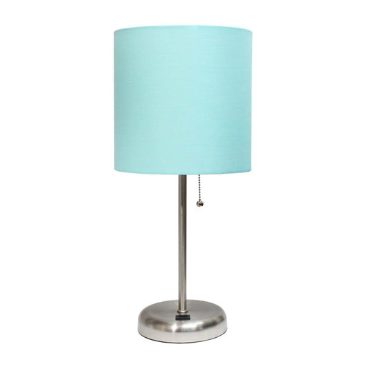 Lampe de table Limelights avec port de chargement USB et abat-jour en tissu, couleur turquoise | D21Q2BXJ