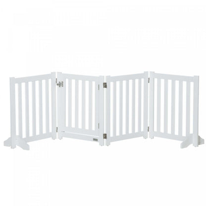 Pawhut Porte Pour Chien Pliable Avec Porte, 4 Panneaux Porte Pour Animaux De Compagnie Autoportante Avec Pieds De Support Parc Intérieur