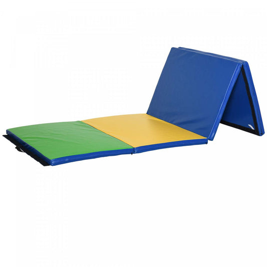 Soozier Tapis de gymnastique pliant 4'x10'x2'', tapis d'exercice avec poignées de transport pour yoga, MMA | Soozier Tapis de gymnastique pliant en cuir PU 4ftx10ftx2inch pour arts martiaux, tapis d'exercice yoga 4 panneaux