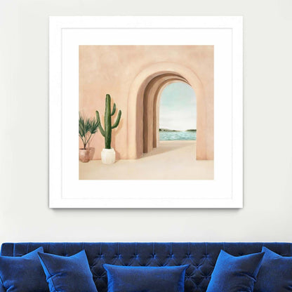 Coastal Arch Matted and Framed White 36x36 Wall Art|Œuvre d'art murale encadrée blanche et mate « Coastal Arch » 36 x 36