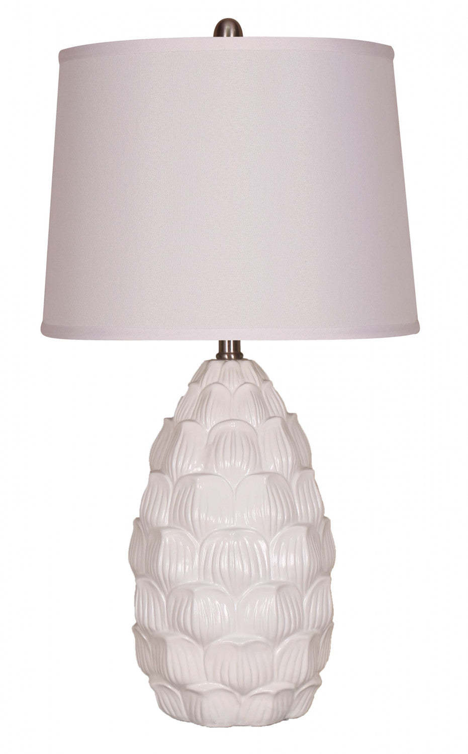 Lampe de table Elegant Designs en résine avec abat-jour en tissu, blanche|Lampe de table Elegant Designs en résine, blanche|D219ZROM