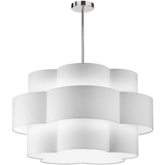 Dainolite Phlox 4 Light Chandelier Poli Chrome White Shade Lamp|Lustre Phlox de Dainolite avec abat-jour blanc, fini chromé poli et 4 ampoules
