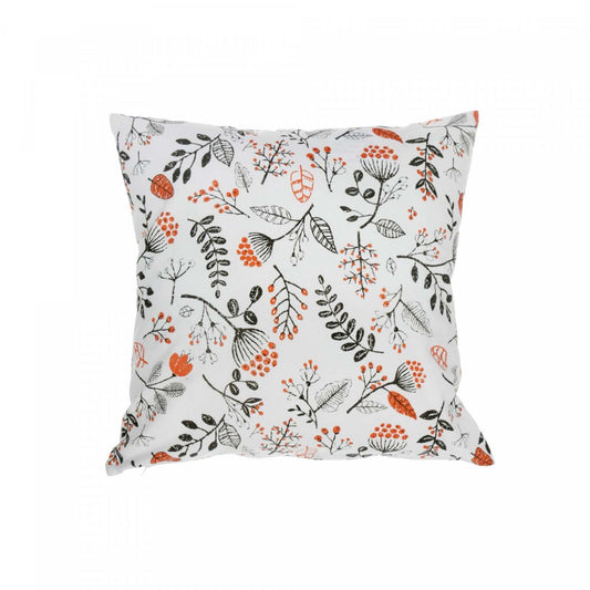 Cotton Cushion 18 x 18 Persimmon - Set of 2 Cushions|Coussin 18 po x 18 po en coton orné de fleurs de kaki - ensemble de 2 coussins