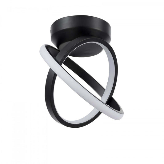 Dainolite Philo LED Semiflush Mount 20w Noir Mat Blanc Silicone Diffuseur Lampe|Plafonnier semi-affleuré Philo de Dainolite en silicone blanc qui diffuse la lumière, avec une finition noire mate et une ampoule à DEL de 20 W