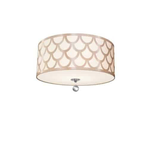 Dainolite Hannah 4 Light Flush Mount Polished Chrome Finish Winter Gold Shade Lamp|Plafonnier affleuré Hannah de Dainolite avec abat-jour doré hivernal, fini chromé poli et 4 ampoules
