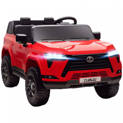 Qaba Voiture Électrique 2 Places Pour Enfants, 12v 7ah Lexus Gx550 Voiture À Piles Licenciée Avec Télécommande, Système De Suspension À 4 Roues, Usb, Lumière Led, 3 Vitesses, Rouge