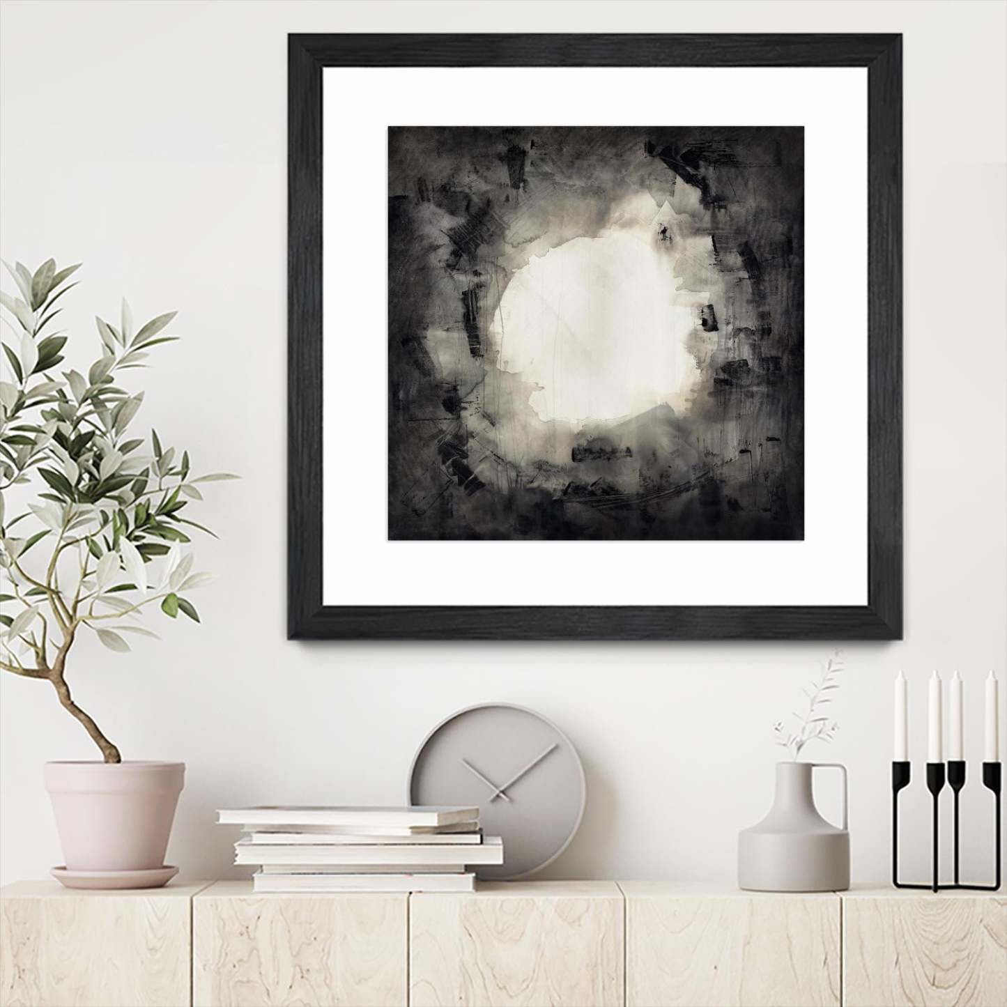 Positives And Negatives Ii Matted and Framed Black 36x36 Wall Art|Œuvre d’art murale encadrée noire et mate « Positives And Negatives Ii » 36 x 36