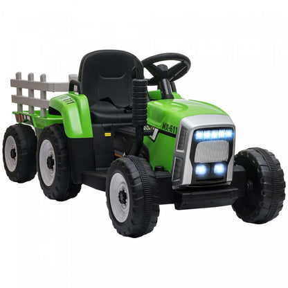 Aosom Tracteur Pour Enfants 12 V Avec Remorque, Tracteur Électrique Alimenté Par Batterie Avec Télécommande