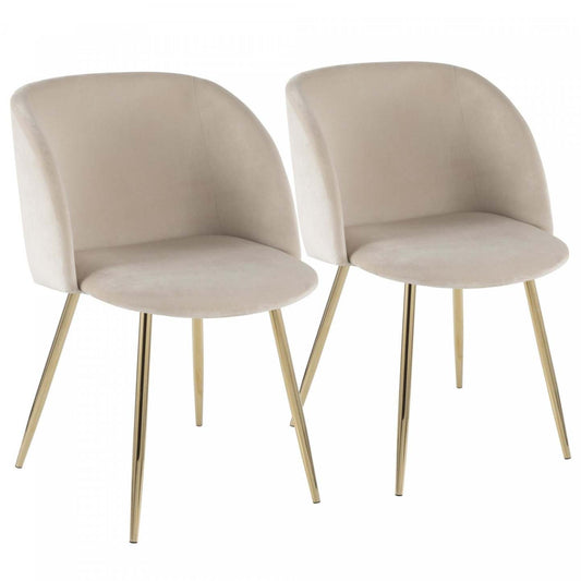 LumiSource Fran Cream Velvet Contemporary Dining Chair - Set of 2|Chaise de salle à manger contemporaine Fran en velours crème - ensemble de 2