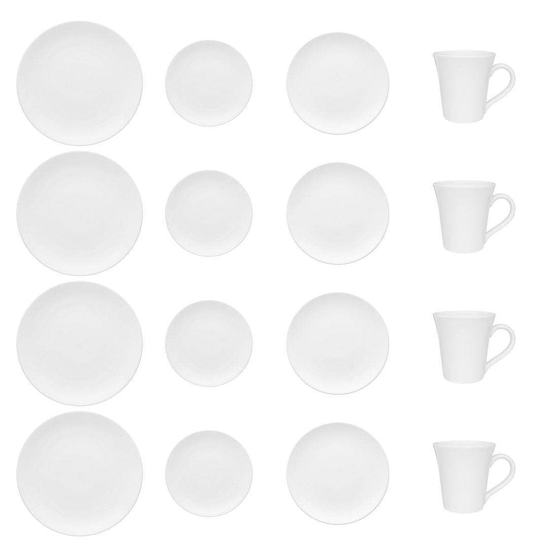 Coup 16-Piece Dinnerware Set - White | Service de vaisselle Coup 16 pièces - blanc | D87E5V9Z