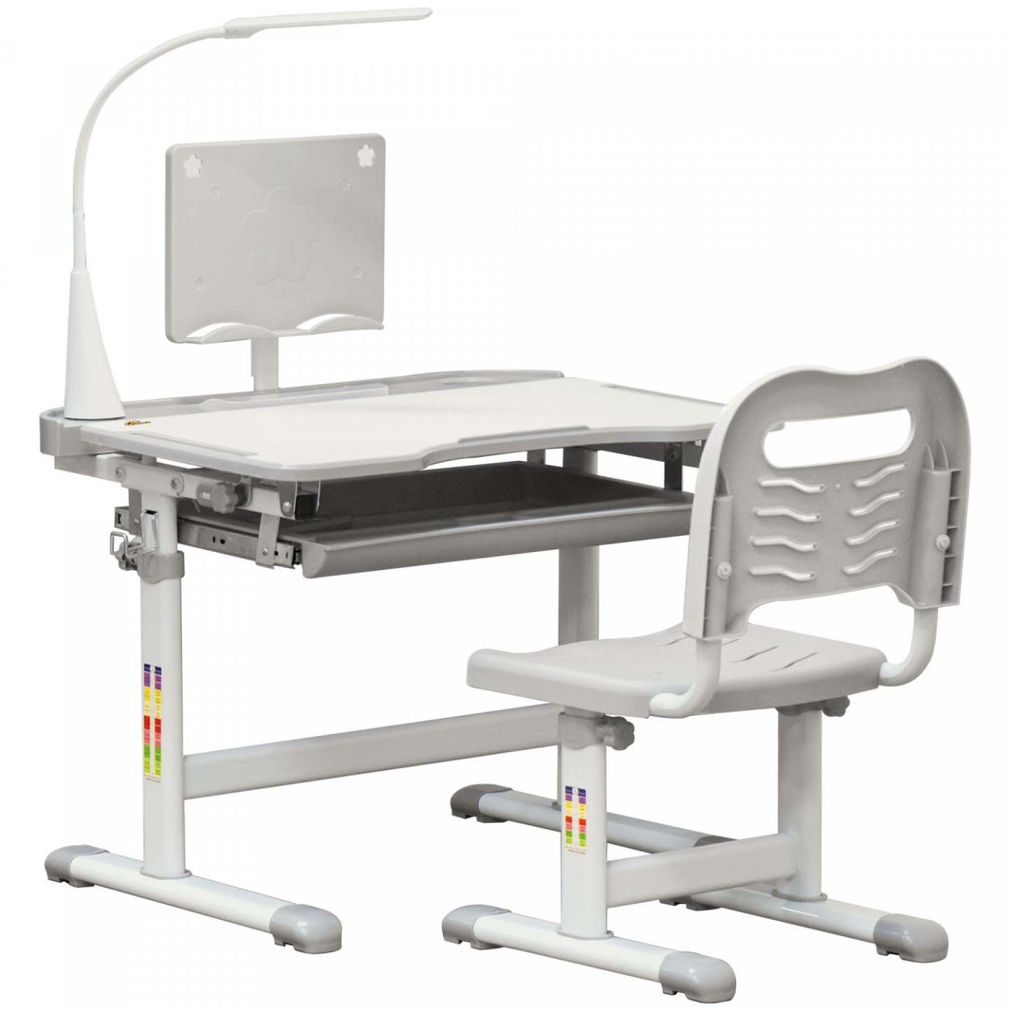 Qaba Ensemble Bureau Et Chaise Pour Enfants, Bureau D'écriture Réglable En Hauteur, Table D'étude Av