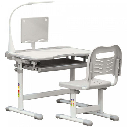 Qaba Ensemble Bureau Et Chaise Pour Enfants, Bureau D'écriture Réglable En Hauteur, Table D'étude Av