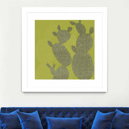 Opuntia Ii Matted and Framed White 36x36 Wall Art|Œuvre d'art murale encadrée blanche et mate « Opuntia Ii » 36 x 36