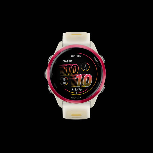 Garmin Forerunner 570 Montre intelligente 42mm, Amoled, Aluminium framboise, Os/mangue, Suivi de fitness GPS, Course, Batterie de 10 jours
