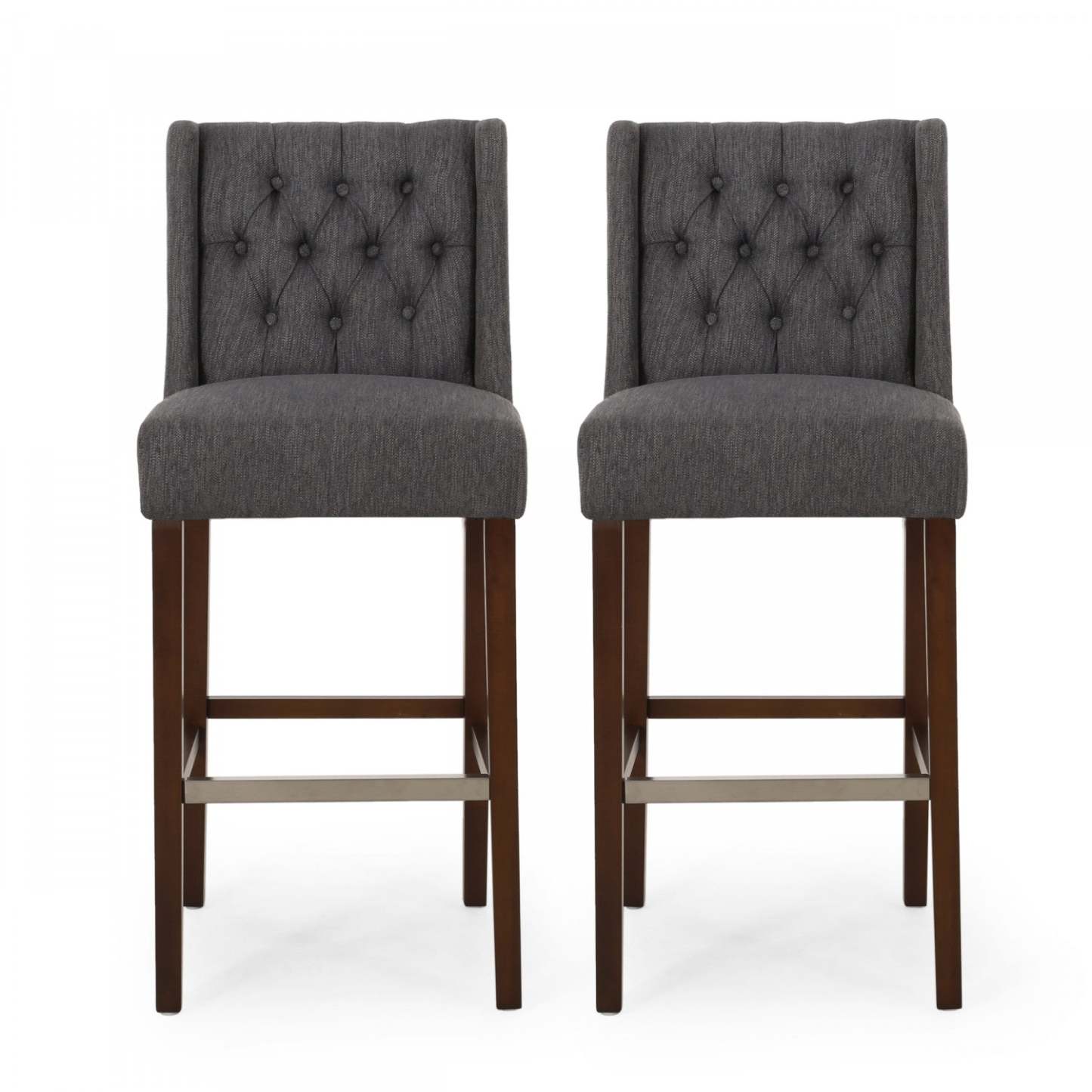 Ensemble de 2 tabourets de bar à hauteur de comptoir Bruce 30,5 avec pieds en métal et revêtement en tissu - Gris anthracite | Ensemble De 2 Tabourets De Bar Bruce De 30,5 Po – Hauteur Comptoir – Pattes En Metal Et Tissu Rembourre - Gris Charbon