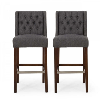 Ensemble de 2 tabourets de bar à hauteur de comptoir Bruce 30,5 avec pieds en métal et revêtement en tissu - Gris anthracite | Ensemble De 2 Tabourets De Bar Bruce De 30,5 Po – Hauteur Comptoir – Pattes En Metal Et Tissu Rembourre - Gris Charbon