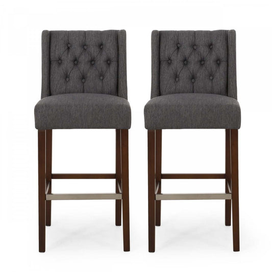 Ensemble de 2 tabourets de bar à hauteur de comptoir Bruce 30,5 avec pieds en métal et revêtement en tissu - Gris anthracite | Ensemble De 2 Tabourets De Bar Bruce De 30,5 Po – Hauteur Comptoir – Pattes En Metal Et Tissu Rembourre - Gris Charbon