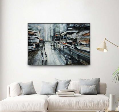 Rush Canvas Framed Black 36x24 Wall Art|Œuvre d'art murale sur toile encadrée noire « Rush » 36 x 24