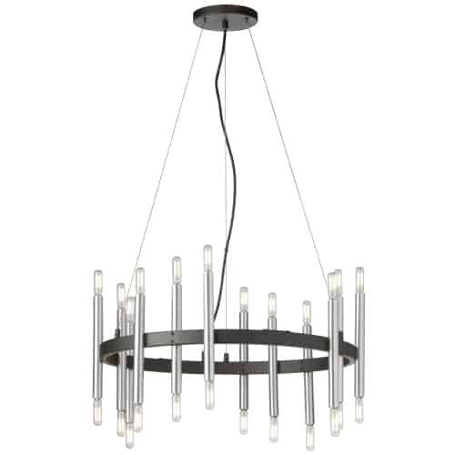 Dainolite Derry 24 Light Chandelier Matte Black/Polished Chrome Lamp|Lustre Derry de Dainolite avec fini noir mat et chrome poli et 24 ampoules