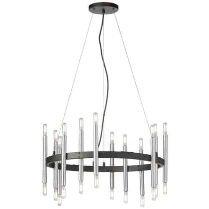 Dainolite Derry 24 Light Chandelier Matte Black/Polished Chrome Lamp|Lustre Derry de Dainolite avec fini noir mat et chrome poli et 24 ampoules