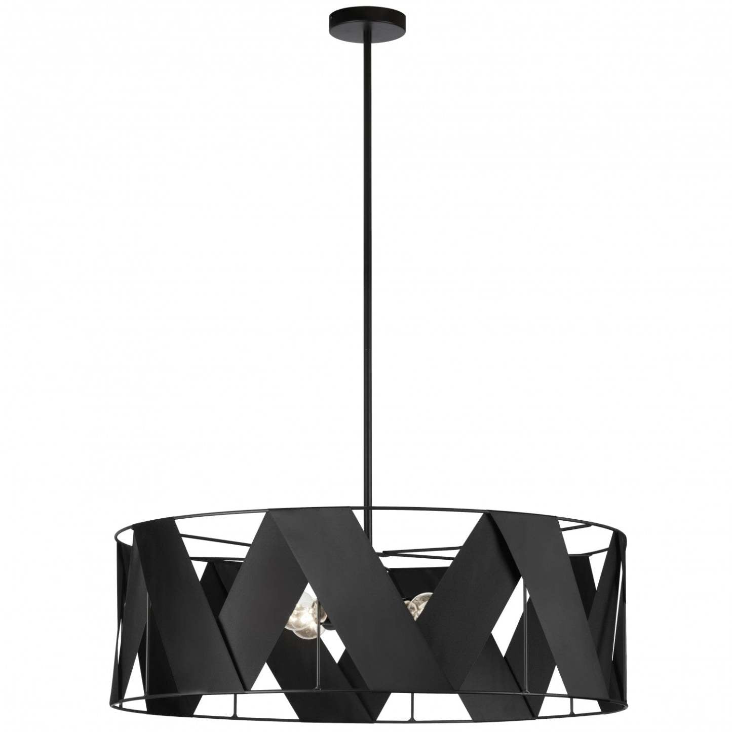 Dainolite Cardano 4 Light Chandelier Open Matte Black Black Ribbon Lamp|Lustre ouvert Cardano de Dainolite avec ruban noir, fini noir mat et 4 ampoules