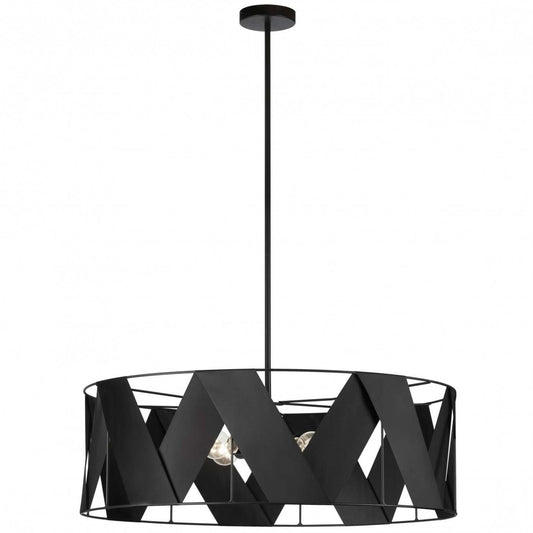 Dainolite Cardano 4 Light Chandelier Open Matte Black Black Ribbon Lamp|Lustre ouvert Cardano de Dainolite avec ruban noir, fini noir mat et 4 ampoules