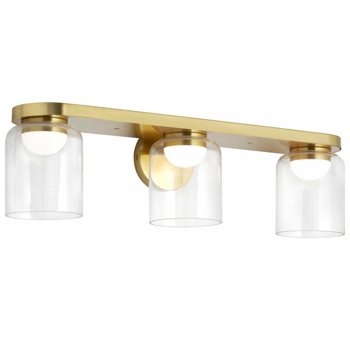 Dainolite Nadine LED Vanity 30w Aged Brass Clear Glass Lamp|Lumière de coiffeuse Nadine de Dainolite en verre transparent, avec fini laiton vieilli et ampoule à DEL de 30 W