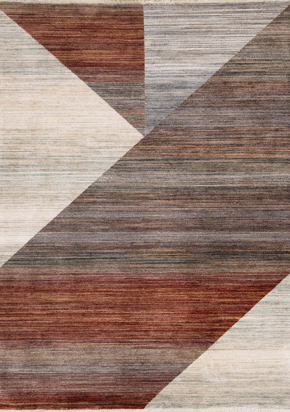 Tapis Olivia Distressed Géométrique Rouge Blanc Gris - 5'3 x 7'10|Carpette Olivia rouge, blanche et grise à motif géométrique vieilli - 5 pi 3 po x 7 pi 10 po