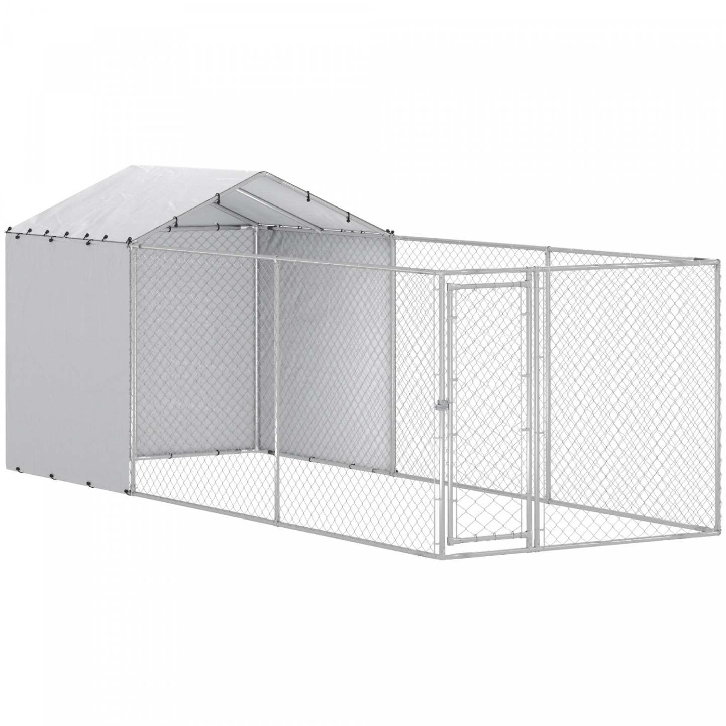 Pawhut Enclos Extérieur pour Chien avec Couverture Imperméable et Résistante aux UV, Parc pour Chien avec Verrou Sécurisé pour Chiens de Petite, Moyenne et Grande Taille, 19.7' X 7.5' X 7.5'