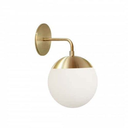 Dainolite Dayana 1 Light Wall Sconce Down Light Aged Brass White Glass Lamp|Applique murale Dayana de Dainolite à éclairage vers le bas, en verre blanc, avec fini laiton vieilli et 1 ampoule