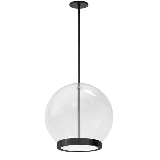 Dainolite Picotas LED Suspension 15w Noir Mat Verre Clair Lampe|Luminaire suspendu Picotas de Dainolite en verre transparent, avec fini noir mat et ampoule à DEL de 15 W