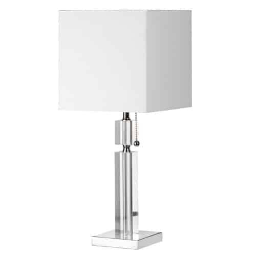 Dainolite Fernanda 1 Light Table Lamp Polished Chrome White Shade|Lampe de table Fernanda de Dainolite avec abat-jour blanc, fini chromé poli et 1 ampoule