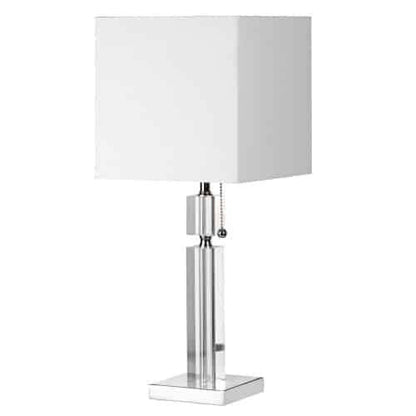 Dainolite Fernanda 1 Light Table Lamp Polished Chrome White Shade|Lampe de table Fernanda de Dainolite avec abat-jour blanc, fini chromé poli et 1 ampoule