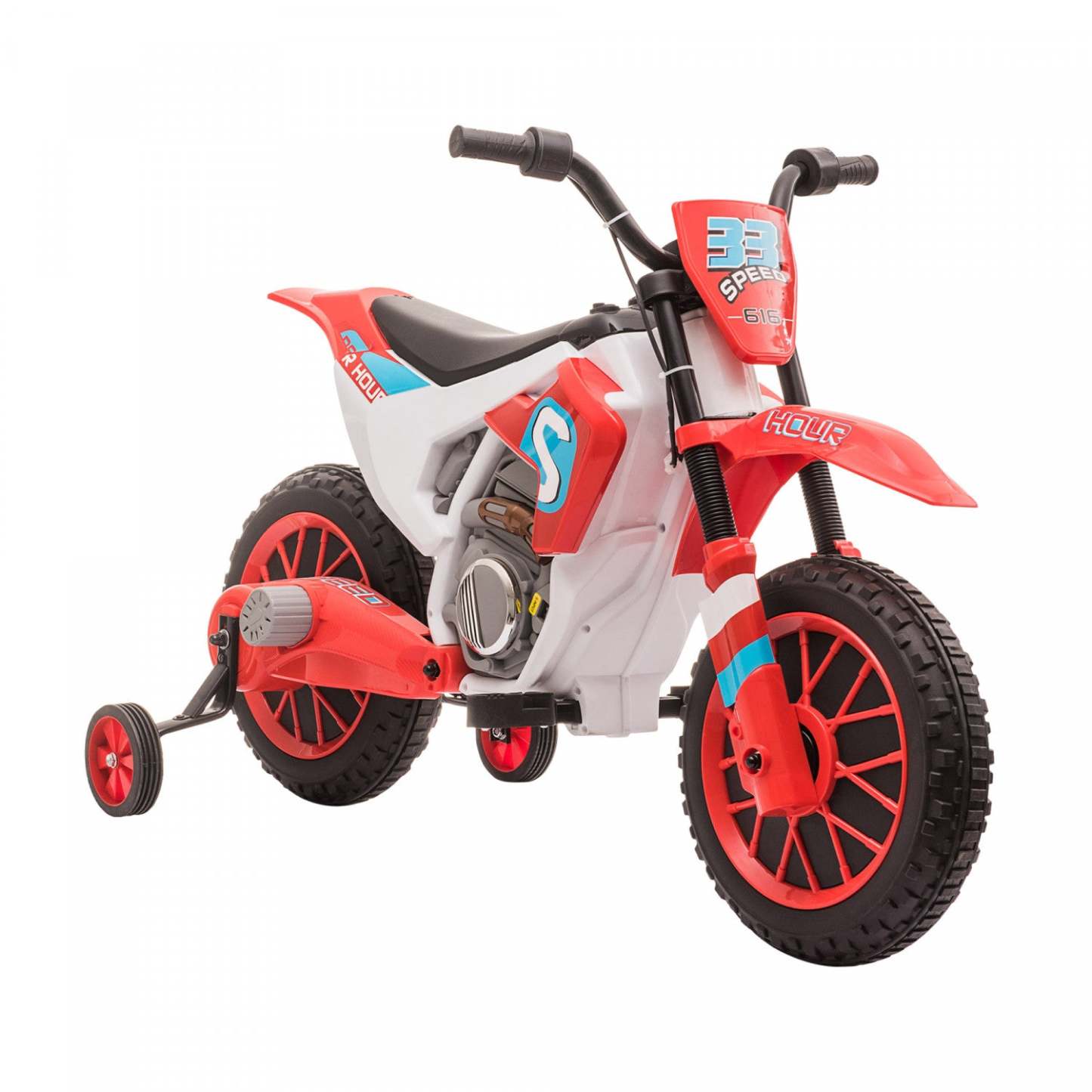 Aosom Moto Electrique Enfants A Batterie Avec Charge De Batterie 12 V, Roues D'entrainement Rouge