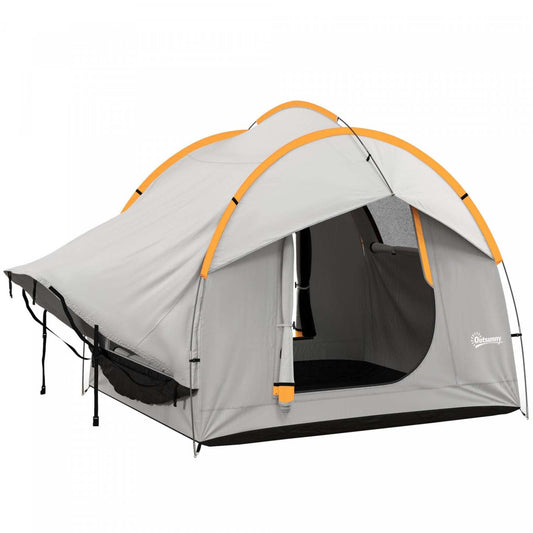 Outsunny Tente De Camping Pour Voiture Avec 3 Portes, 2000mm Imperméable, Gris Et Orange|Outsunny Car Camping Tent With 3 Doors, Grey And Orange