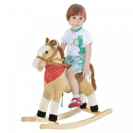 Qaba Kids Peluche Cheval À Bascule Jouet Cowboy Rocker Avec Sons Réalistes Amusants Pour Enfant 3-6 Ans|Qaba Kids Peluche Cheval À Bascule Jouet Cowboy Rocker Avec Sons Réalistes Amusants Pour Enfant 3-8