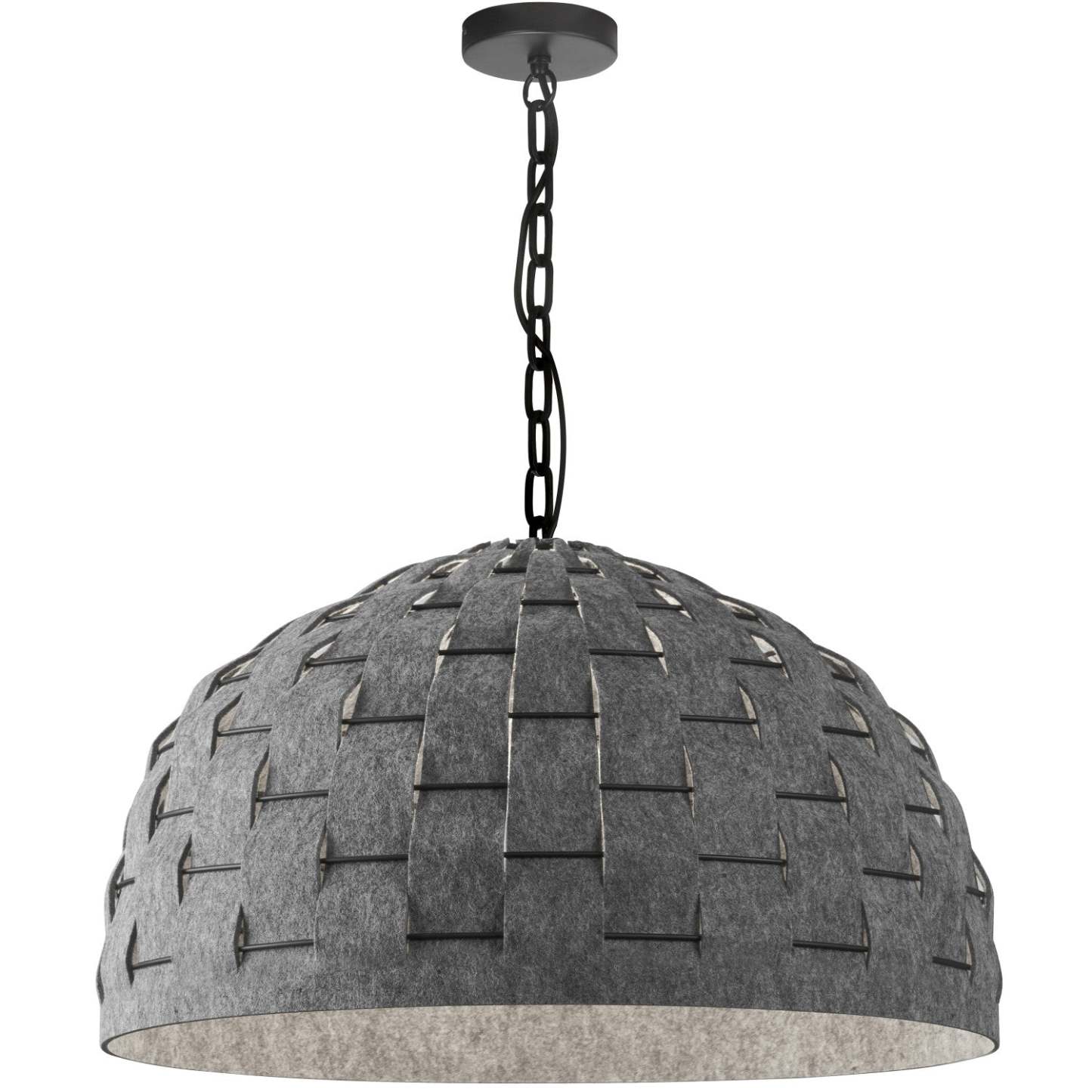 Dainolite Priscilla 1 Light Pendant Matte Black Grey Felt Shade Lamp|Luminaire suspendu Priscilla de Dainolite avec abat-jour en feutre gris, fini noir mat et 1 ampoule