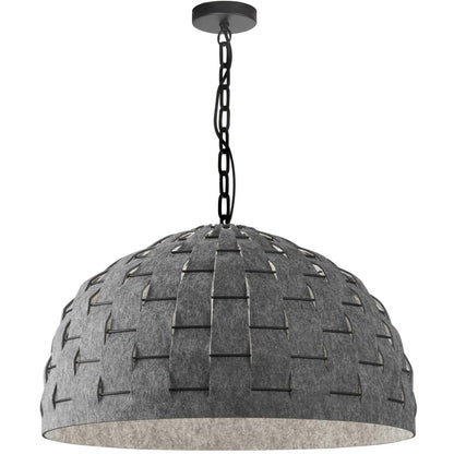 Dainolite Priscilla 1 Light Pendant Matte Black Grey Felt Shade Lamp|Luminaire suspendu Priscilla de Dainolite avec abat-jour en feutre gris, fini noir mat et 1 ampoule