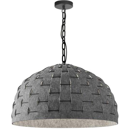 Dainolite Priscilla 1 Light Pendant Matte Black Grey Felt Shade Lamp|Luminaire suspendu Priscilla de Dainolite avec abat-jour en feutre gris, fini noir mat et 1 ampoule