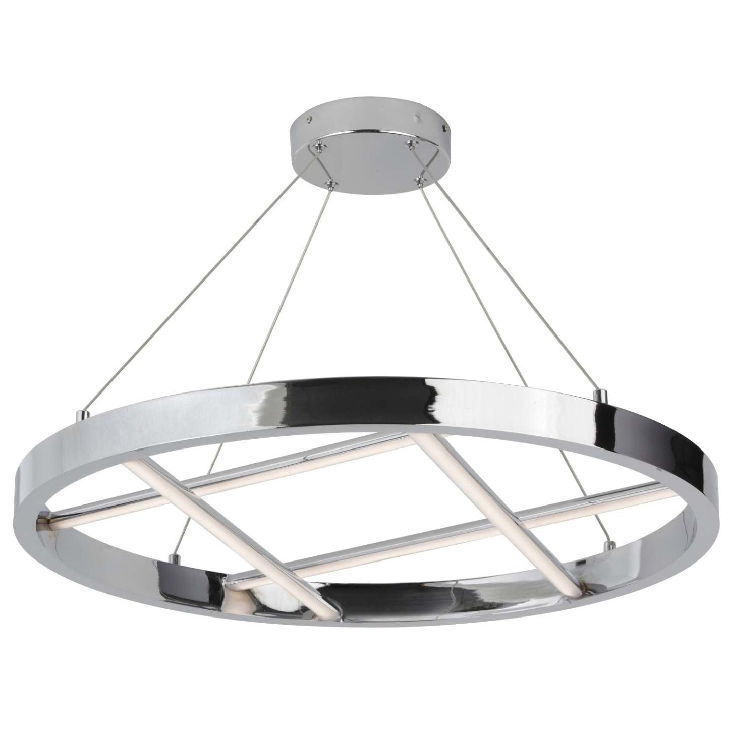 Dainolite Dante LED Chandelier 40w Chrome Poli Blanc Silicone Diffuseur Lampe|Lustre Dante de Dainolite en silicone blanc qui diffuse la lumière, avec fini chromé poli et ampoule à DEL de 40 W