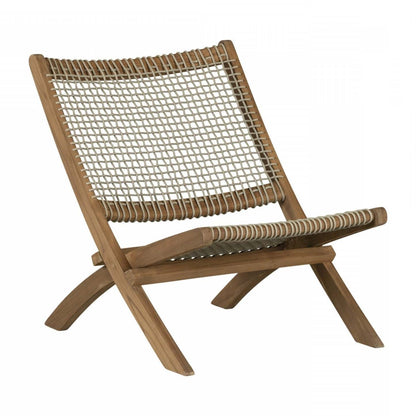 Chaise longue en corde tressée en bois d'agave – Beige/Naturel|Fauteuil de détente Agave en bois et en corde tressée - beige et naturel