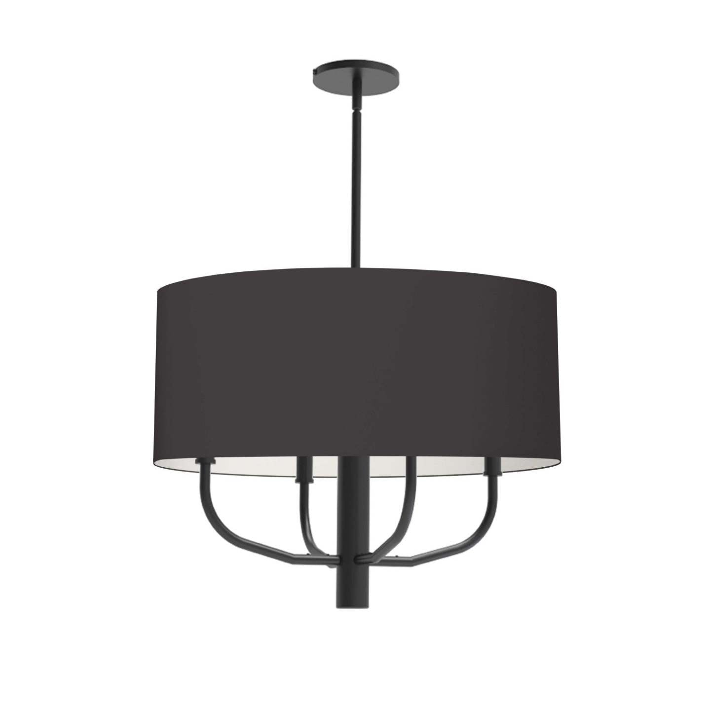 Dainolite Eleanor 4 Light Chandelier Matte Black Black/White Shade Lamp|Lustre Eleanor de Dainolite avec abat-jour noir et blanc, fini noir mat et 4 ampoules