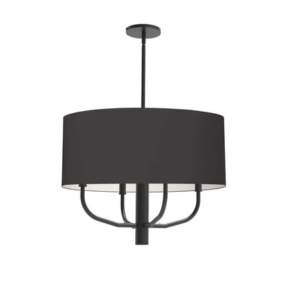Dainolite Eleanor 4 Light Chandelier Matte Black Black/White Shade Lamp|Lustre Eleanor de Dainolite avec abat-jour noir et blanc, fini noir mat et 4 ampoules
