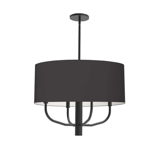 Dainolite Eleanor 4 Light Chandelier Matte Black Black/White Shade Lamp|Lustre Eleanor de Dainolite avec abat-jour noir et blanc, fini noir mat et 4 ampoules