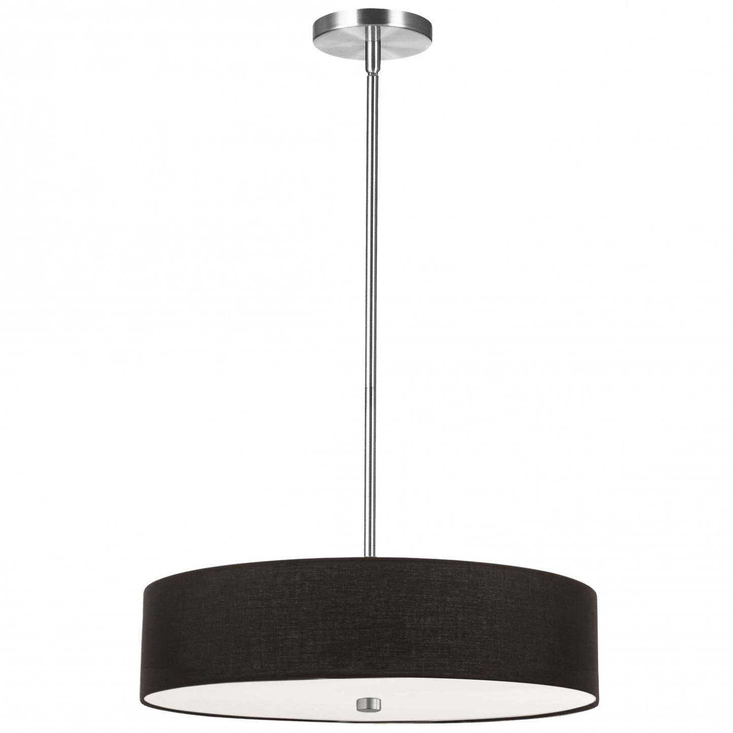 Dainolite Everly 4 Light Pendant Polish Chrome Finish Black Shade Lamp|Luminaire suspendu Everly de Dainolite avec abat-jour noir, fini chromé poli et 4 ampoules