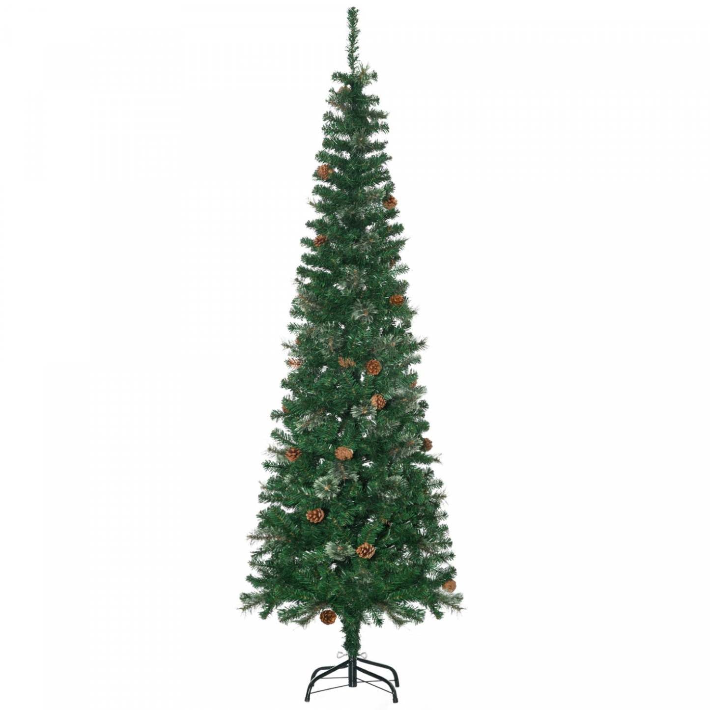 Homcom 6.5ft Artificial Pencil Christmas Tree avec pommes de pin|Homcom Sapin de Noël Artificiel Crayon de 6,5ft