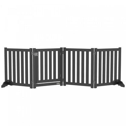 Pawhut Porte Pliable Pour Chien Avec Porte, 4 Panneaux Porte Pour Animaux De Compagnie Autoportante Avec Pieds De Support Parc Intérieur