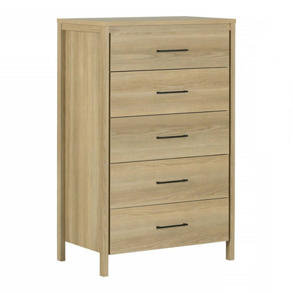 Commode 5 tiroirs Gravity - Frêne naturel|Commode verticale Gravity à 5 tiroirs - frêne naturel