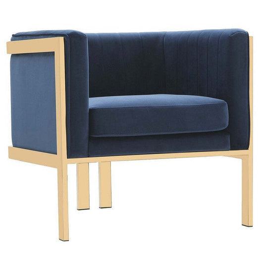 Fauteuil d’appoint Paramount de Manhattan Comfort en laiton poli et en velours - bleu roi